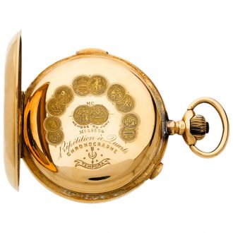 Swiss 18K gold quarter repeating chronograph Circa 1900 Swiss 18K gold quarter repeating chronograph Circa 1900