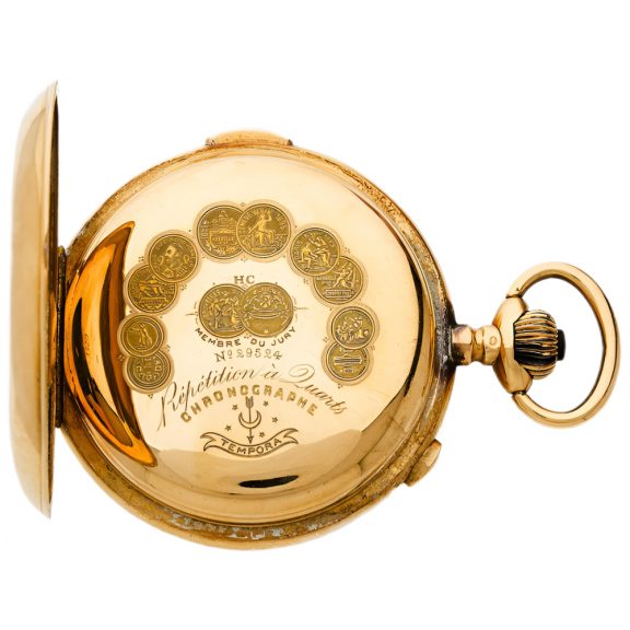 Swiss 18K gold quarter repeating chronograph Circa 1900 Swiss 18K gold quarter repeating chronograph Circa 1900