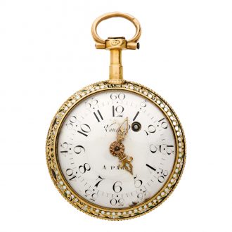 French 18 carat gold and enamel verge pocket watch Circa 1790