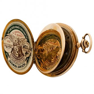 Swiss 18 carat gold and enamel hunting cased watch Circa 1920