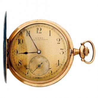 Swiss 18 carat gold and enamel hunting cased watch Circa 1920