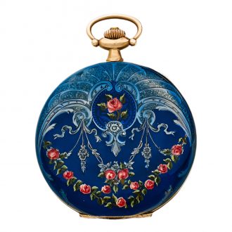 Swiss 18 carat gold and enamel hunting cased watch Circa 1920