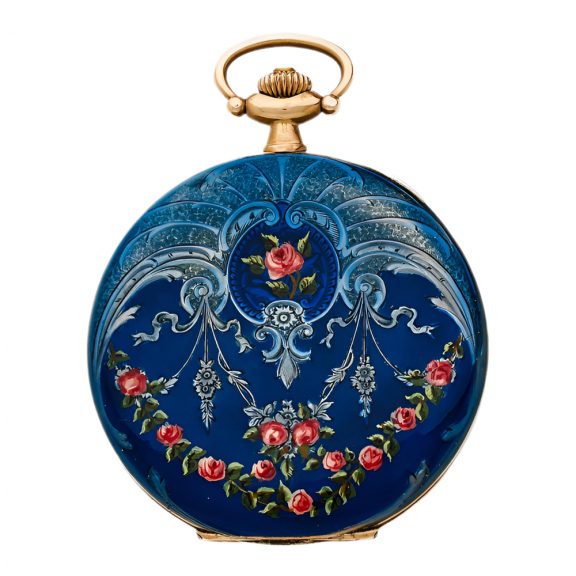 Swiss 18 carat gold and enamel hunting cased watch Circa 1920 Swiss 18 carat gold and enamel hunting cased watch Circa 1920