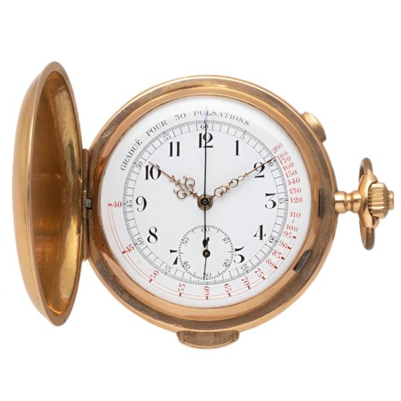 Swiss gold minute repeating hunter with chronograph Circa 1900