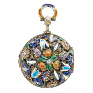 Silver Swiss enamel and paste set pendant watch Circa 1800