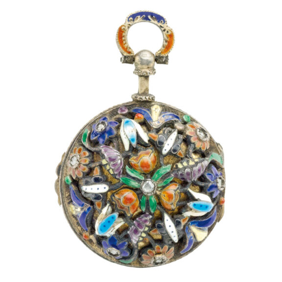 Silver Swiss enamel and paste set pendant watch Circa 1800