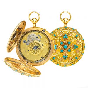 Swiss gold and turquoise quarter repeating watch Circa 1820
