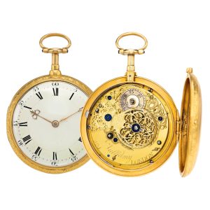 English yellow gold open faced cylinder watch Circa 1830