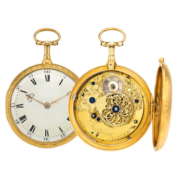English yellow gold open faced cylinder watch Circa 1830