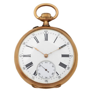 French 18 carat yellow gold open faced pocket watch Circa 1900