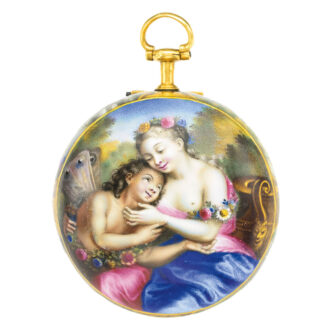 Fine English gold, gilt metal and enamel watch Circa 1700