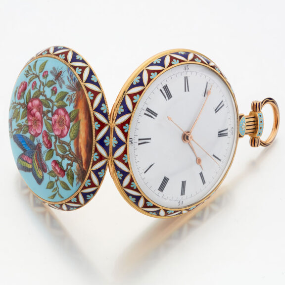 Exquisite Swiss gold enamel watch "The Butterfly" Circa 1830 Exquisite Swiss gold enamel watch "The Butterfly" Circa 1830