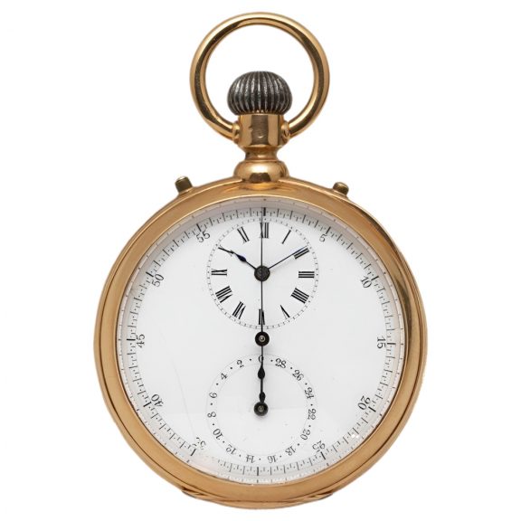 Swiss gold chronograph with two counter dial Circa 1900