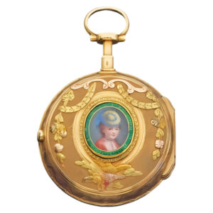 French two tone gold watch with enamel portrait Circa 1800