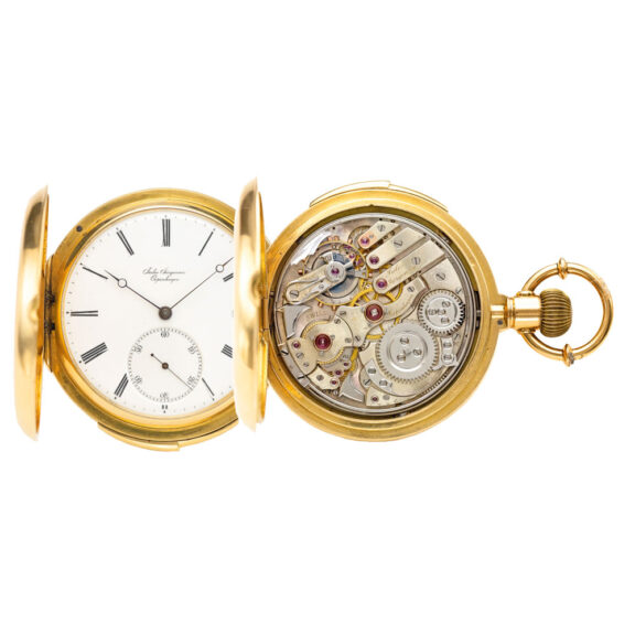 Swiss gold hunting cased minute repeating watch Circa 1890 Swiss gold hunting cased minute repeating watch Circa 1890