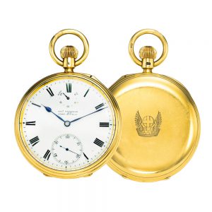 Fine English gold watch with up down indication Circa 1894