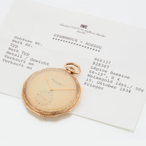 Interesting Swiss gold IWC watch, rare case shape Circa 1934 Interesting Swiss gold IWC watch, rare case shape Circa 1934