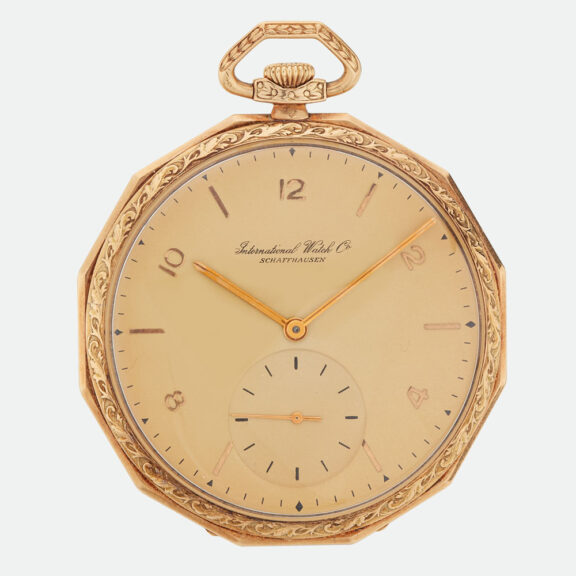 Interesting Swiss gold IWC watch, rare case shape Circa 1934 Interesting Swiss gold IWC watch, rare case shape Circa 1934