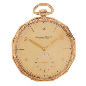 Interesting Swiss gold IWC watch, rare case shape Circa 1934