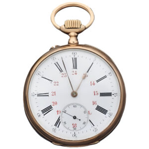 Swiss 18 carat gold open faced lever pocket watch Circa 1900