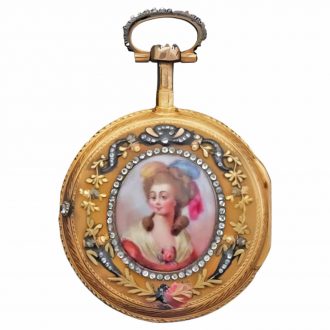 French multicoloured gold watch with enamel portrait Circa 1775