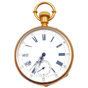 Swiss 18 carat gold open faced lever pocket watch Circa 1900