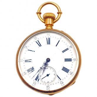 Swiss 18 carat gold open faced lever pocket watch Circa 1900