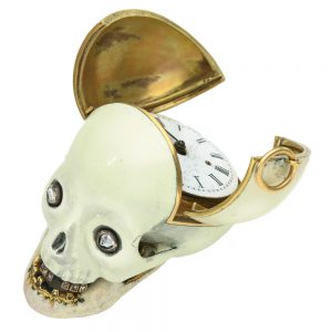 Austrian gold and enamel skull form verge watch Circa 1890