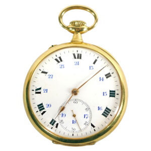 French 18K gold open faced lever pocket watch Circa 1900