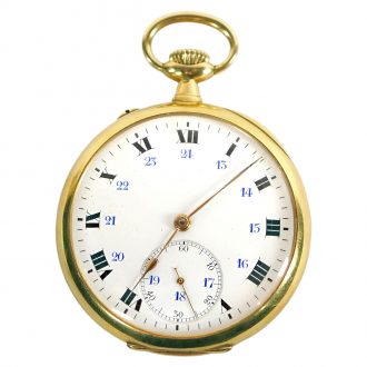 French 18K gold open faced lever pocket watch Circa 1900