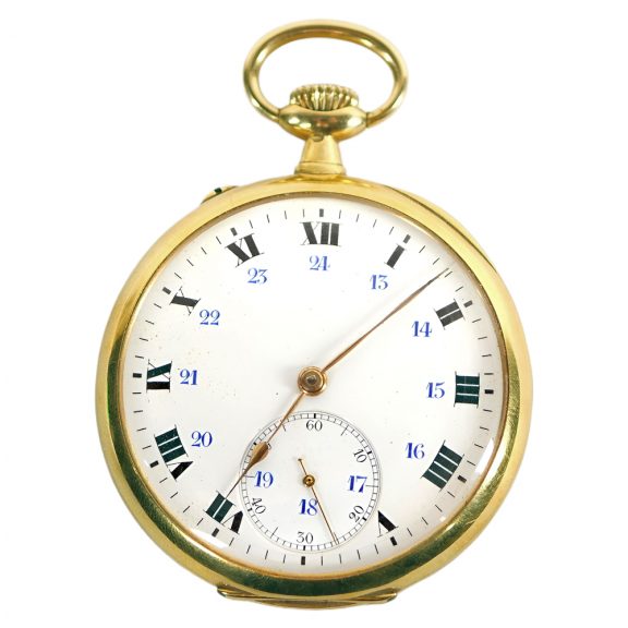 French 18K gold open faced lever pocket watch Circa 1900
