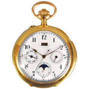 Swiss 18 carat gold complicated lever pocket watch Circa 1890