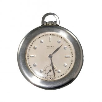 Ultra thin Swiss stainless steel keyless pocket watch Circa 1950