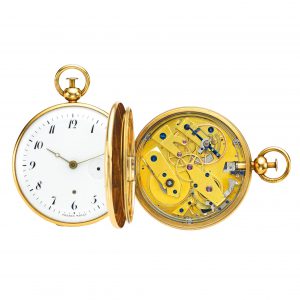 Swiss gold quarter repeater with jumping hour Circa 1830