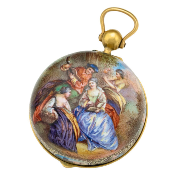 Swiss rose gold and enamel pendant watch Circa 1775-1800