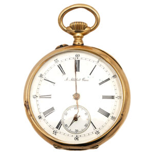 French 18K yellow gold open faced pocket watch Circa 1895
