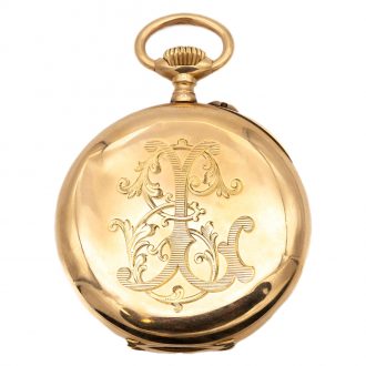 French 18K yellow gold open faced pocket watch Circa 1895