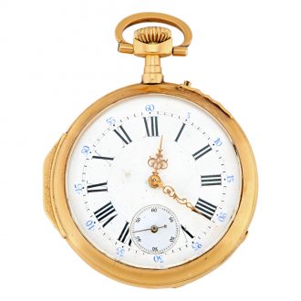 Swiss 18 carat gold open faced lever pocket watch Circa 1875