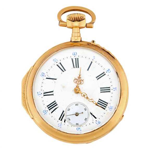 Swiss 18 carat gold open faced lever pocket watch Circa 1875