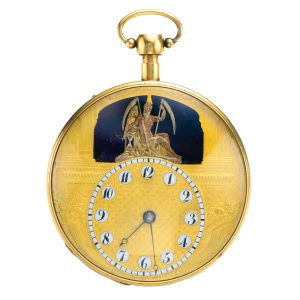 Fine Swiss gold quarter repeating automaton watch Circa 1790