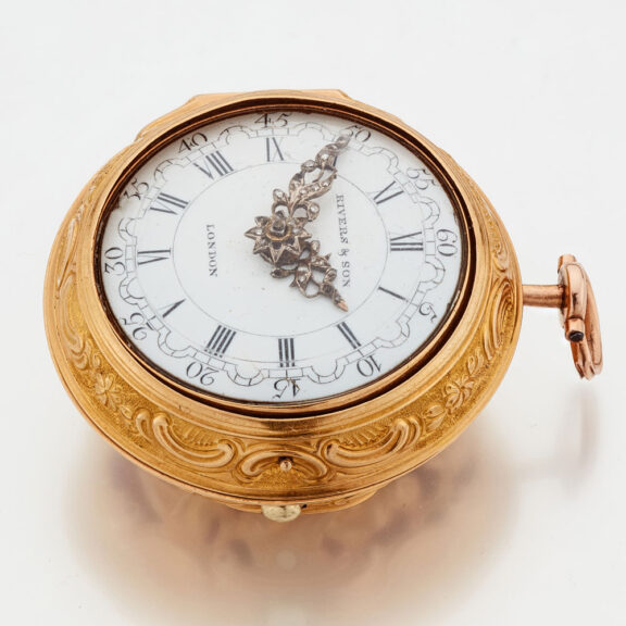English 22k gold open worked repoussé watch Circa 1782 English 22k gold open worked repoussé watch Circa 1782