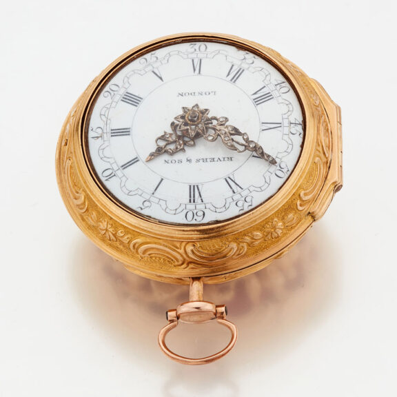 English 22k gold open worked repoussé watch Circa 1782 English 22k gold open worked repoussé watch Circa 1782