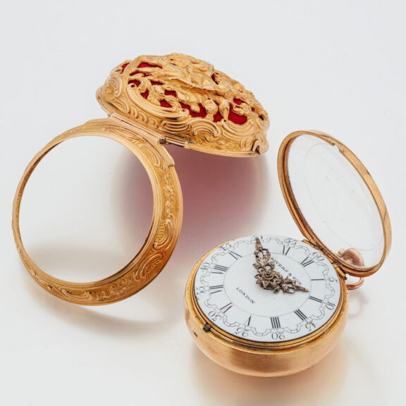 English 22k gold open worked repoussé watch Circa 1782 English 22k gold open worked repoussé watch Circa 1782