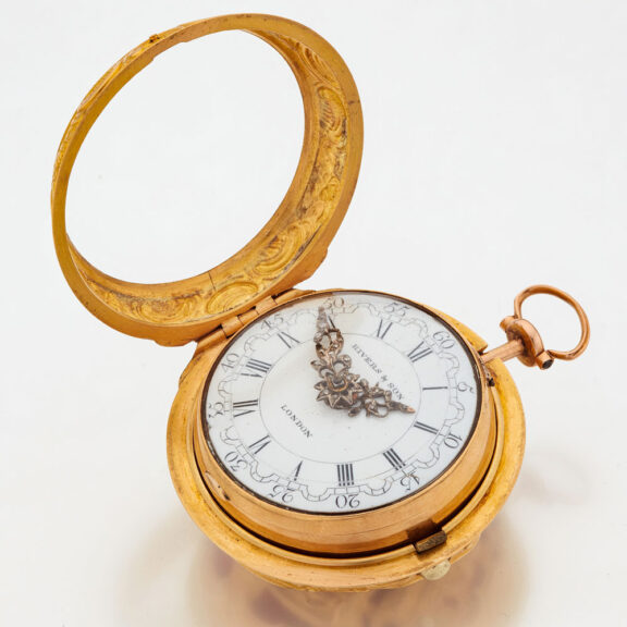 English 22k gold open worked repoussé watch Circa 1782 English 22k gold open worked repoussé watch Circa 1782