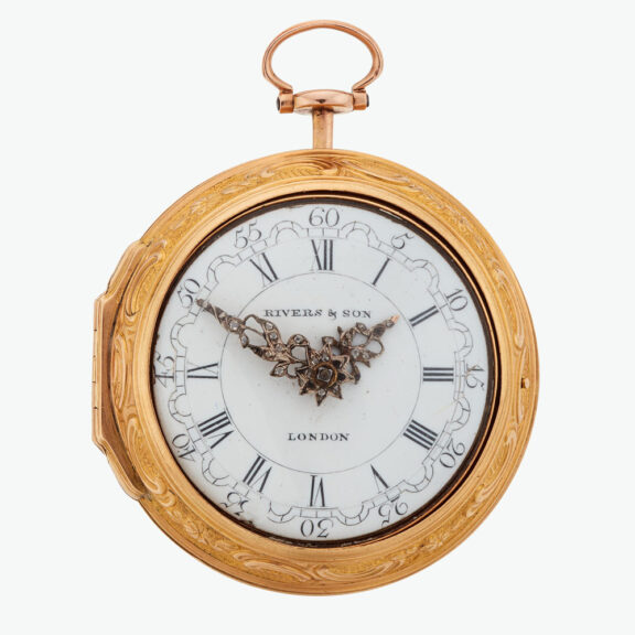 English 22k gold open worked repoussé watch Circa 1782 English 22k gold open worked repoussé watch Circa 1782