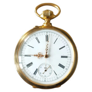 Swiss 18 carat gold open faced lever chronograph Circa 1890