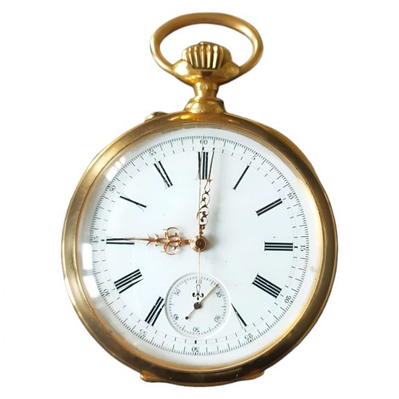 Swiss 18 carat gold open faced lever chronograph Circa 1890