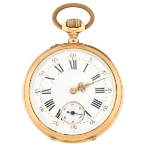 French 18K gold open faced keyless lever watch Circa 1920