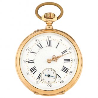French 18K gold open faced keyless lever watch Circa 1920 French 18K gold open faced keyless lever watch Circa 1920