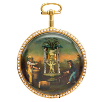 Unusual Swiss gold automaton pocket watch Circa 1810